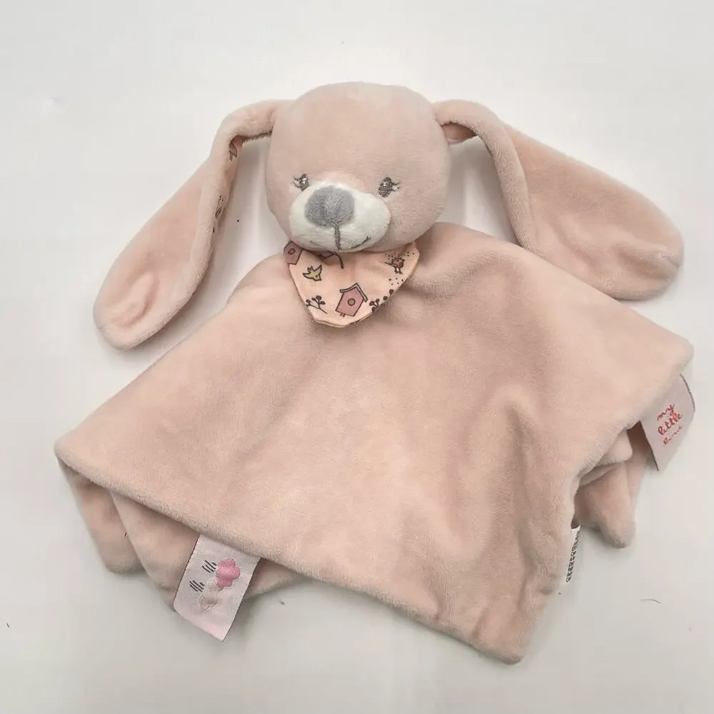 Bout'Chou Pink Puppy Dog My Little Bird Hankerchief Lovey Finger Puppet Blanket
